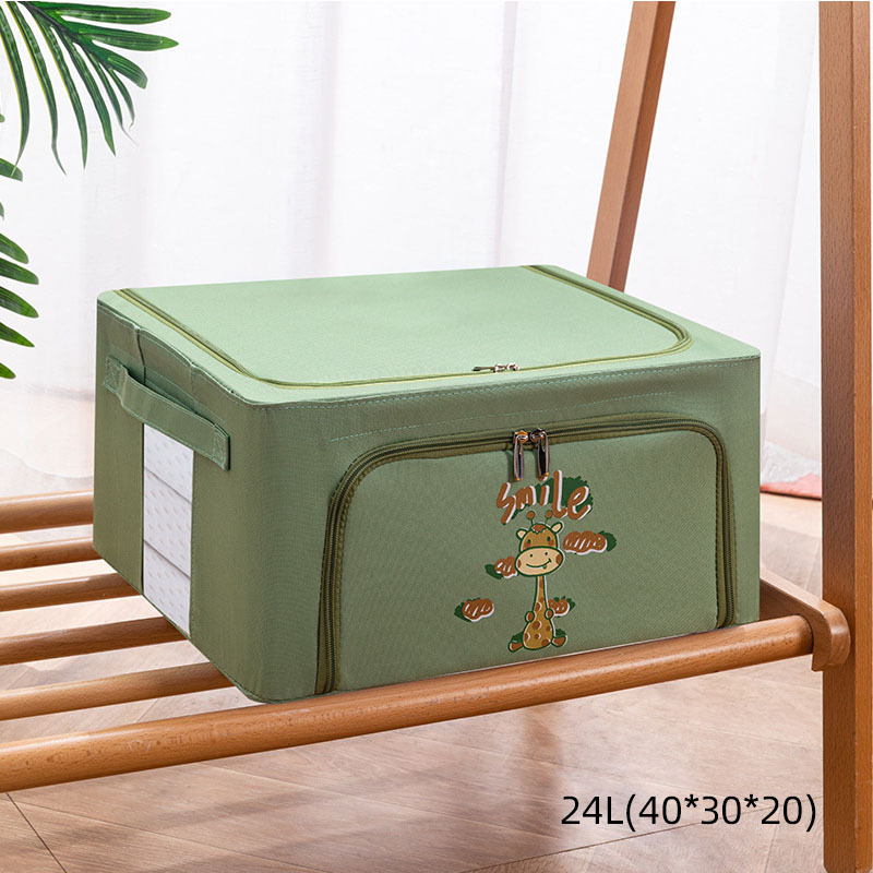 Cartoon foldable storage box household clothes quilt storage box large Oxford Bubner box storage box: green24L-40-30-20