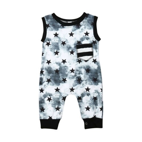 Peuter Baby Boy Kleding Katoen Sterren Mouwloze Romper Bodysuit Jumpsuit Outfits Sunsuit Kleding 0-24M