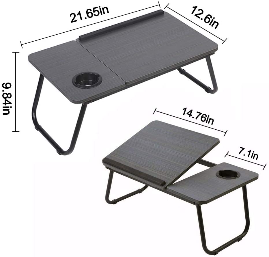 Escritorio plegable para Laptop para la cama computadora portátil bandeja para mesa de sofá para escribir 4 ángulos Mesa ajustable para Laptop con sostenedor de taza: 1
