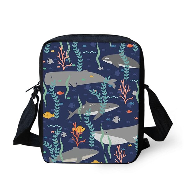 Thikin tubarão criança ombro escola quadrado saco do mensageiro animal crianças crossbody schoolbag para meninas sacos de livro infantil: Black