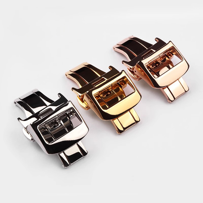 16mm 18mm 20mm Inzet Vlindergesp voor Jaeger LeCoultre Lederen Horlogeband Rubberen Band Zilver Rose goud Vouwsluiting