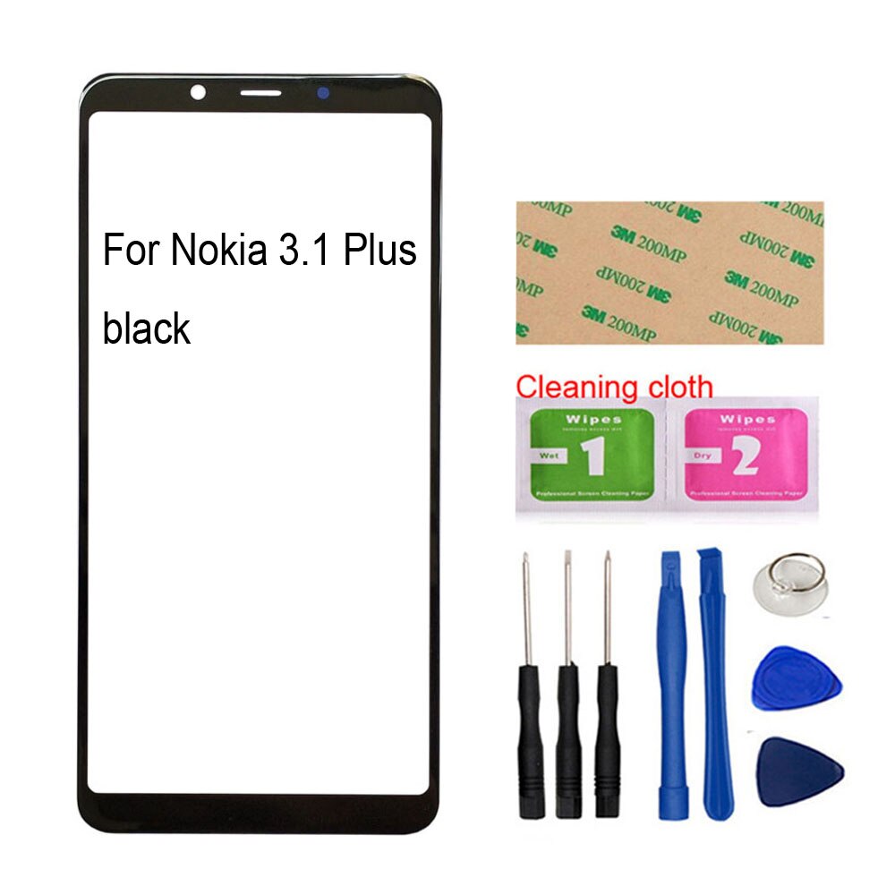 Panneau tactile extérieur en verre pour Nokia 6.1 Plus/5.3/5.1/5.1plus/2.1/3.1 Plus, panneau avant de réparation de téléphone (sans écran tactile): 3.1 plus Black