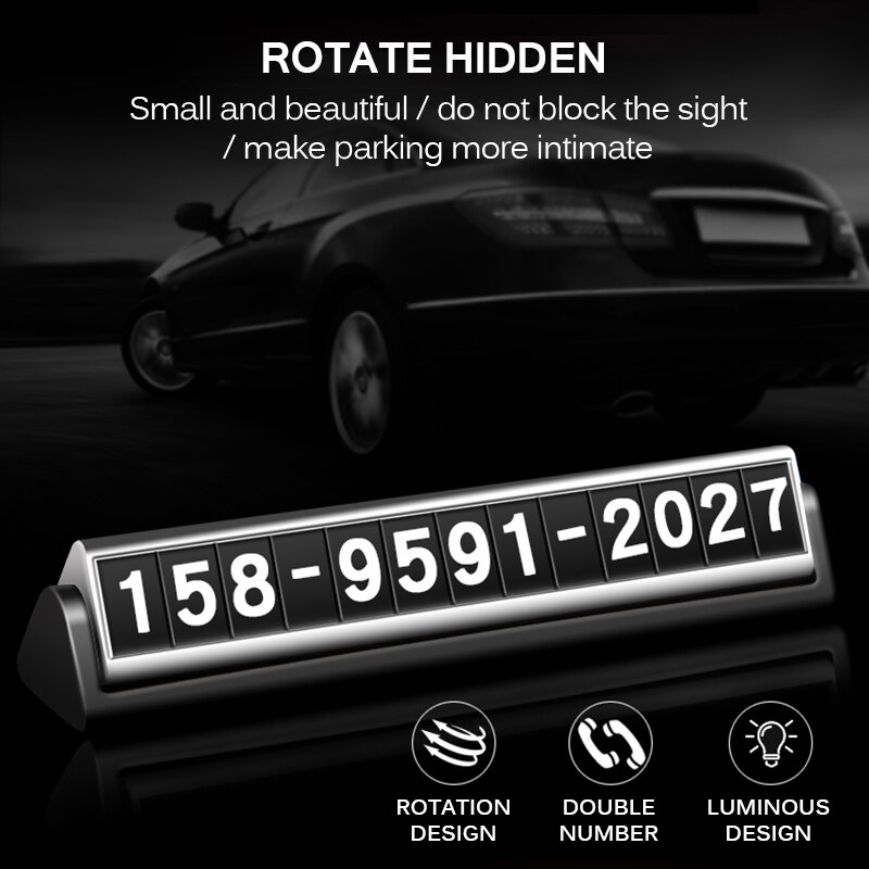 Auto lichtgevende telefoonnummer plaat stickers nachtlampje stijl tijdelijke kaart plaat telefoonnummer kaart parkeerkaart