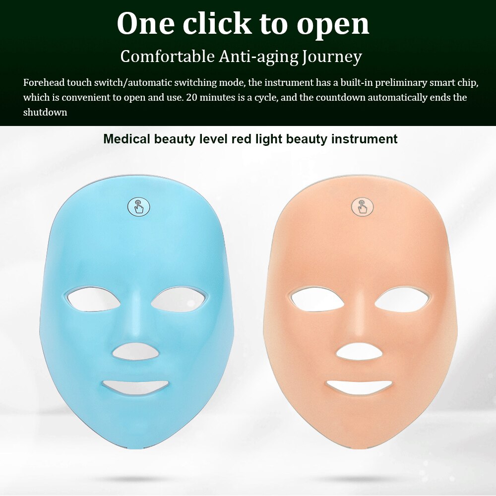 7 Colors Light LED Facial Mask Phototherapy Skin Rejuvenation LED Mask Anti Acne Whitening Wrinkle Removal Mask Face Care Beauty