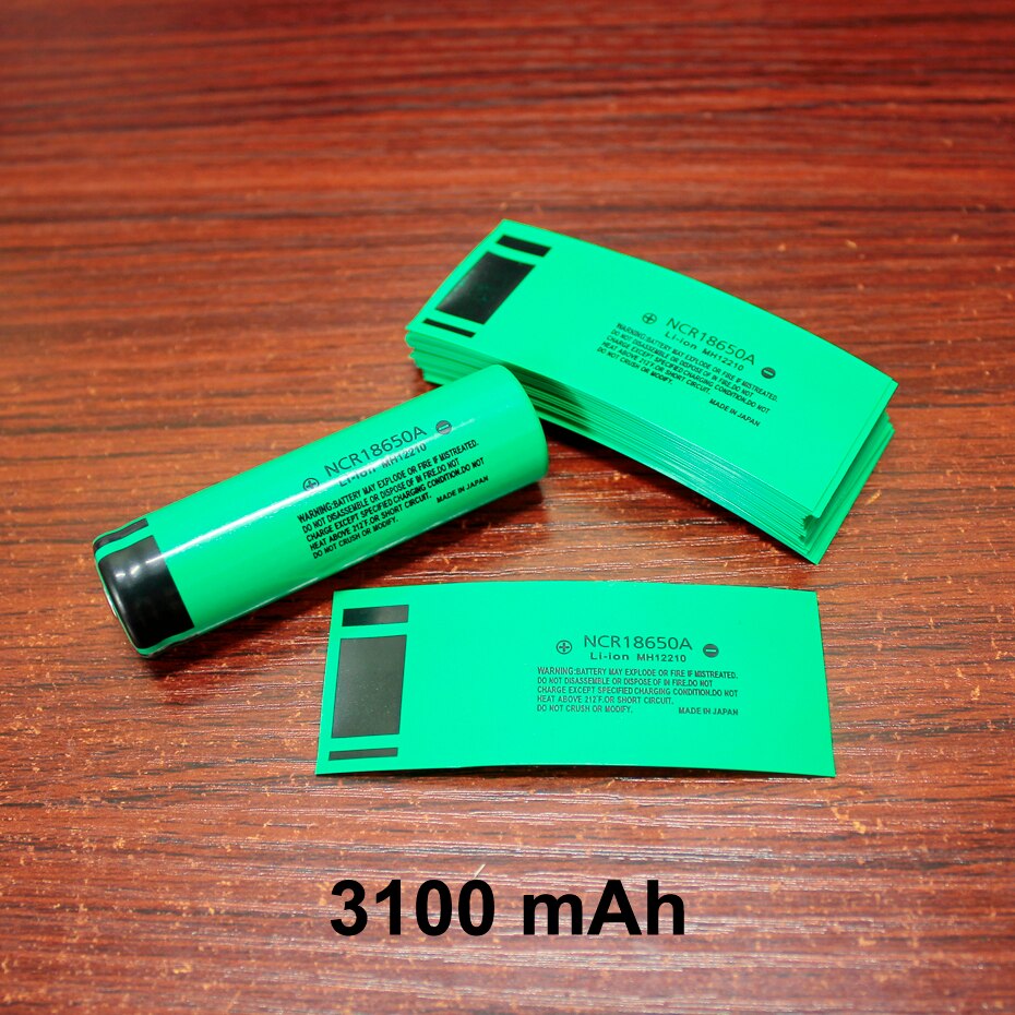 100 stks/partij 18650 lithium batterij pakket behuizing batterij skin PVC warmtekrimpbare film batterij cover 3100MAH