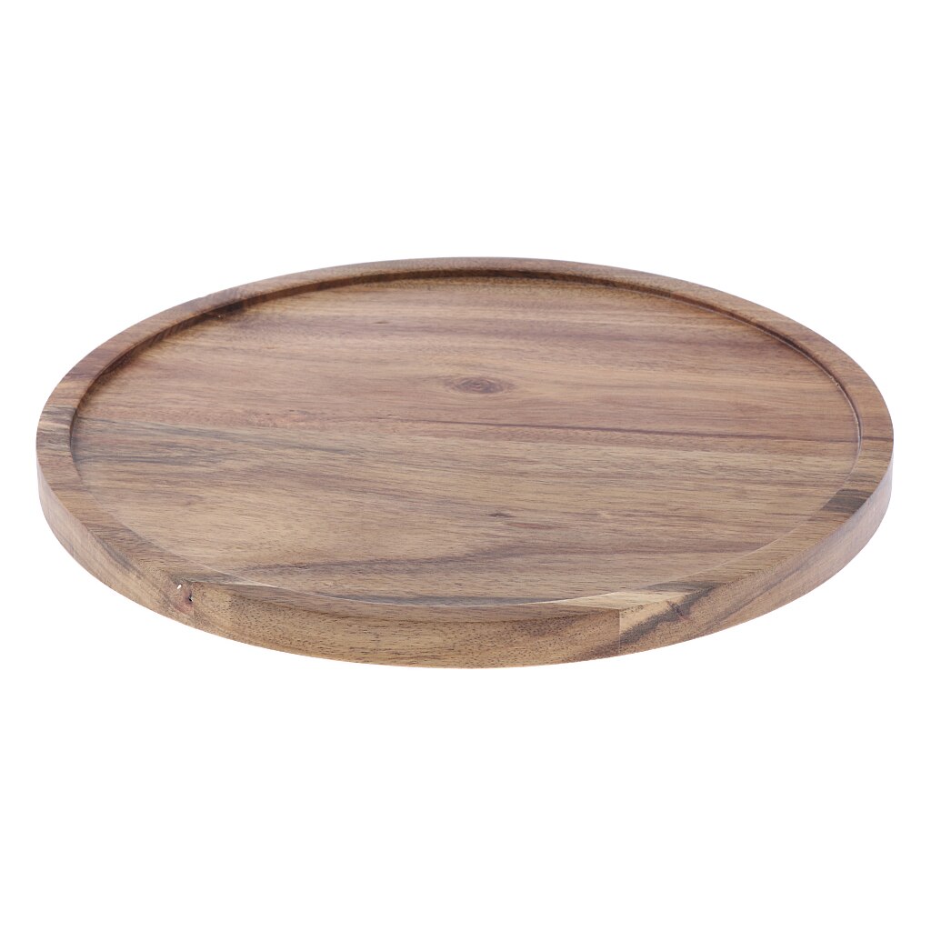Acacia Wood Rotating Serving Tray Cake Dishes Tableware Plate: M
