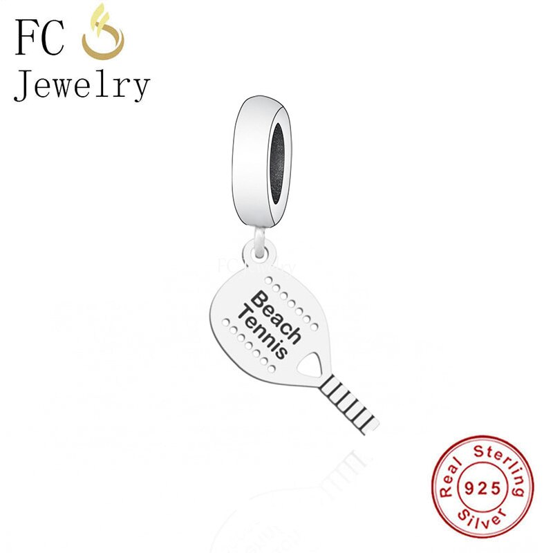 Fc jewelry passendes original-charm-armband mit 925 sterlingsilber-perlen in form eines tennisschlägers mit liebesmotiven, geeignet für damen.: Q2261
