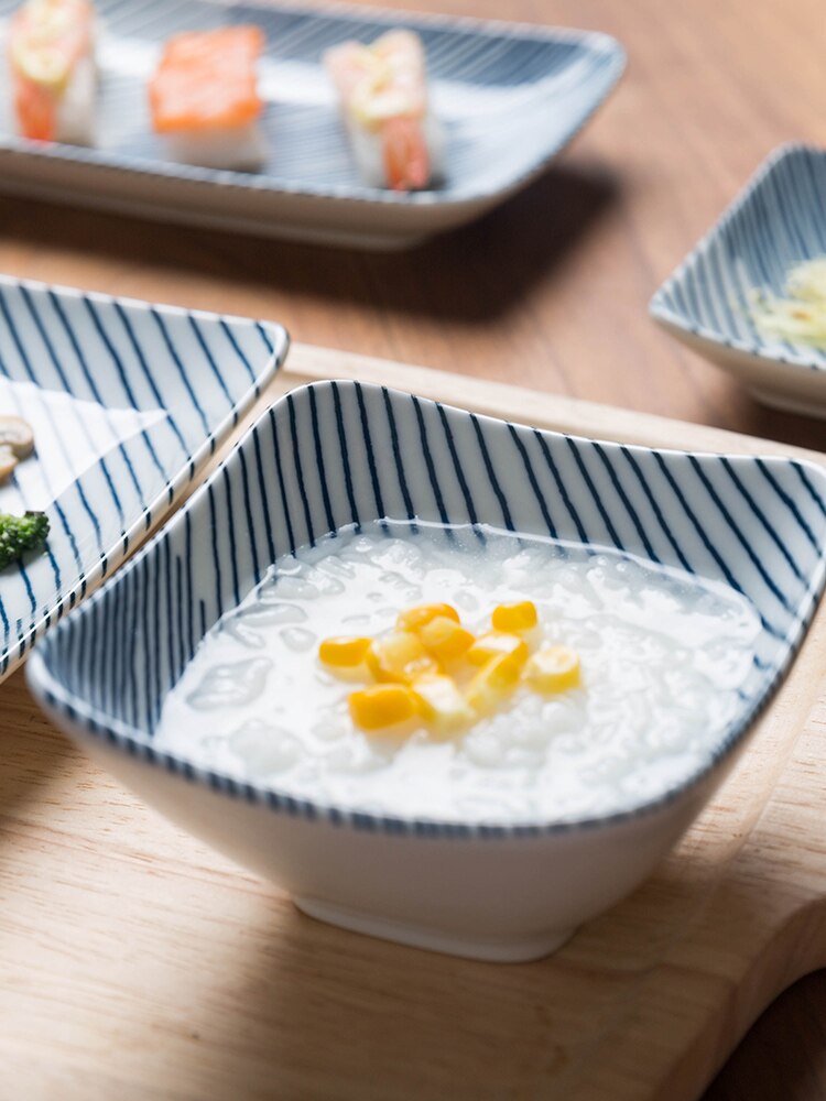 Eecamail stribet keramisk bordservice i japansk stil husholdningsplade sushi plade sauce fad vestlige bøf retter pasta plade
