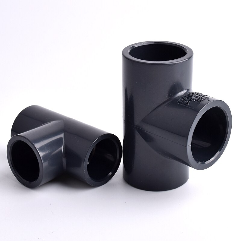 I.D 20~63mm Dark Grey UPVC Pipe Equal Tee Connector Irrigation System Hydroponic Planting Frame Plastic 3-Way Tee Socket Joint