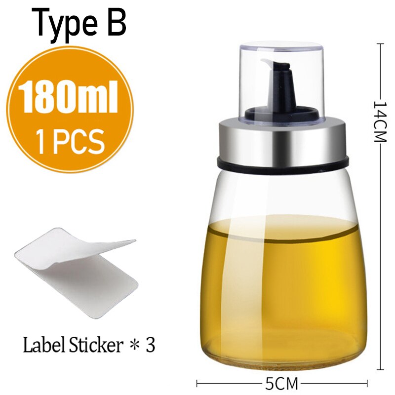 Mini Cooking Seasoning Bottle Oil Dispenser 180ML Sauce Olive Oil Botella Glass Bottles for Vinegar Kitchen Tool Accessories: Type B  1 pc