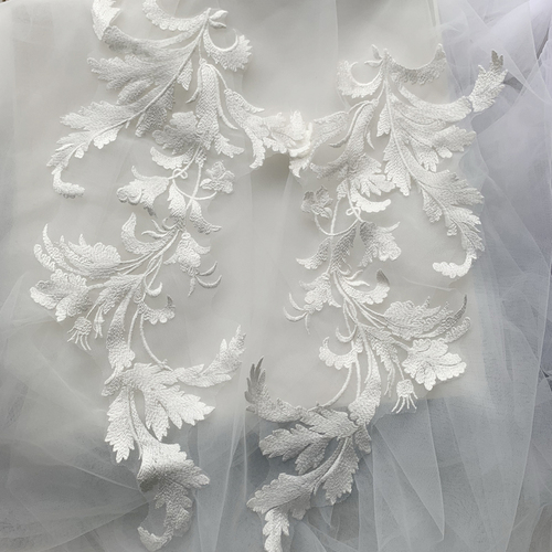 Zwart rood ivoor rayon katoenen draad kant spiegelbloemen bruiloft kant bloemen applicatie patch  rs2736: Ivoorwit
