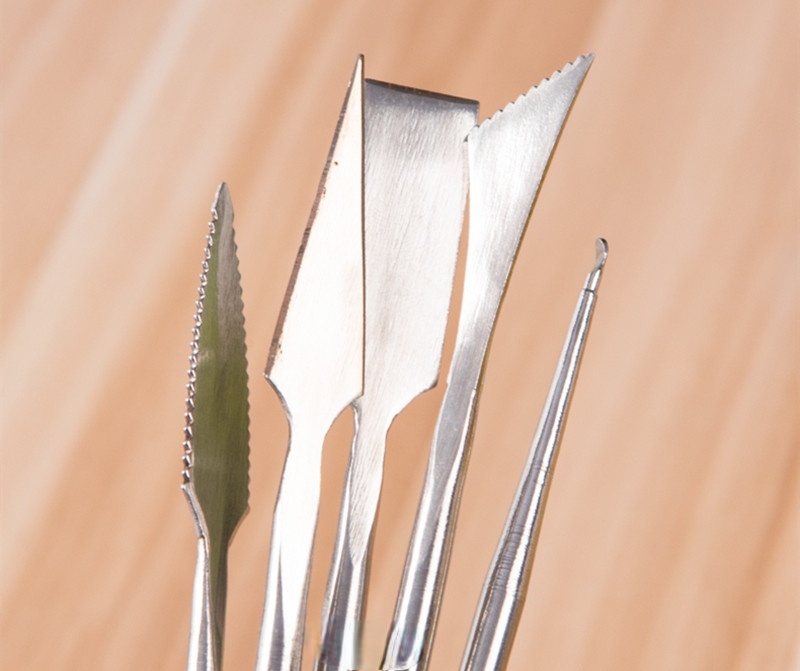 5 Stks/set Van Rvs Tweekoppige Carving Mes Klei Tool Keramische Diy Schrapen Zachte Aardewerk Modeling Tool