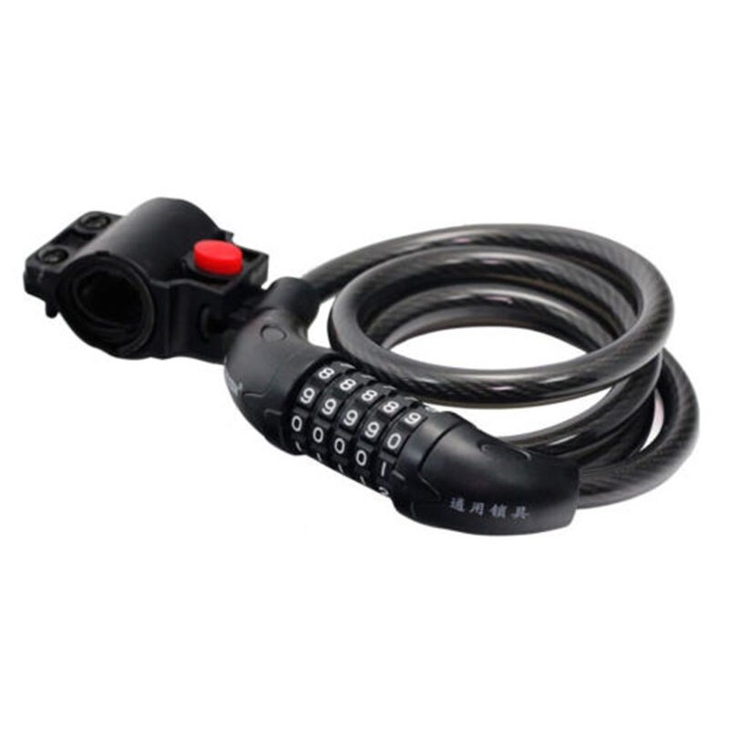 Bike Changeable password Lock 5 Digit Code Combination Bicycle Security Lock 120cm x 12cm Steel Cable Spiral Cycling: Black