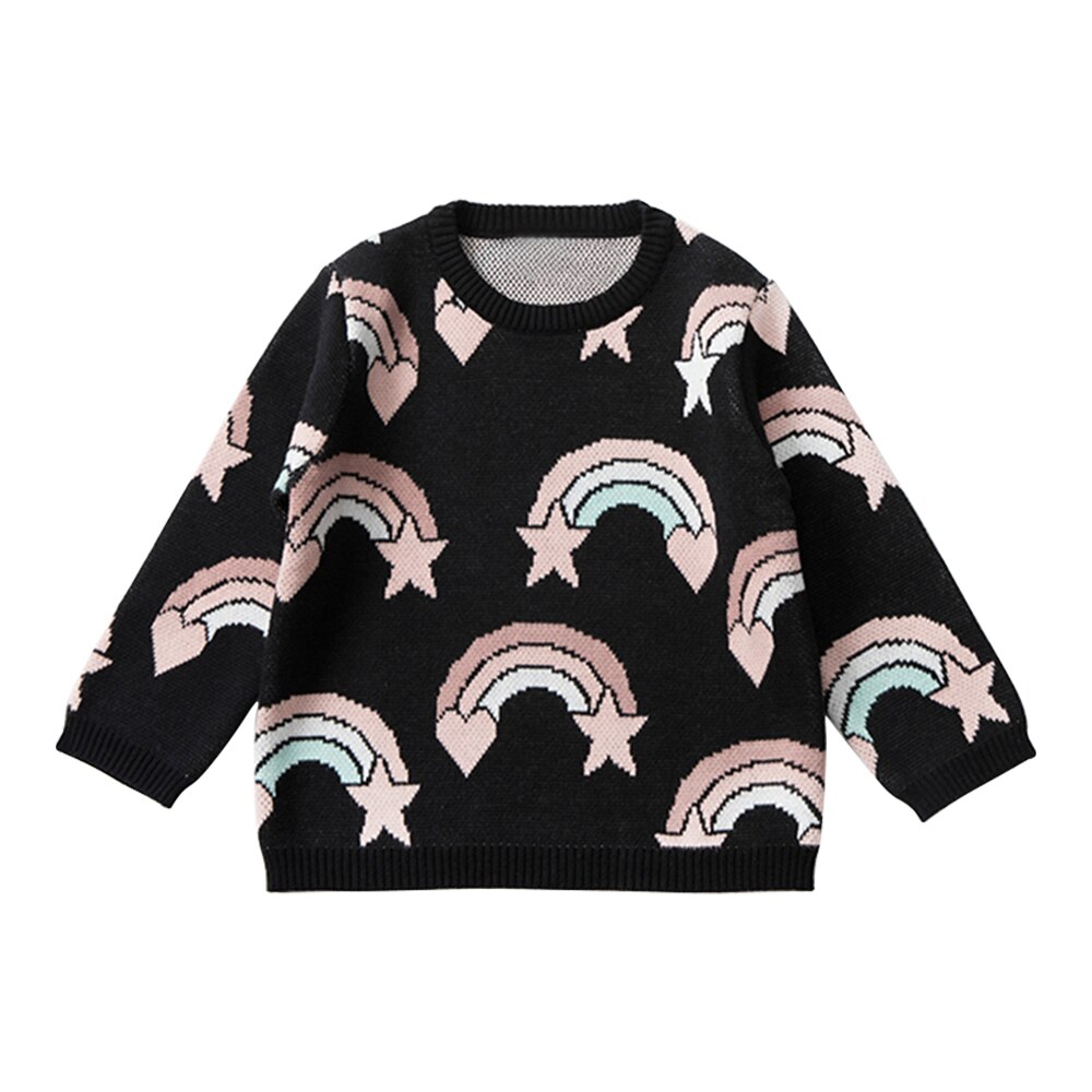 Welaken regenboog breien kinderkleding peutermeisje schattige trui herfstoutfit kinder winter breigoed babymeisje trui: 24m