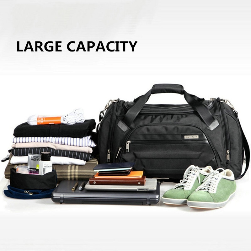 AspenSport Men Waterproof Weekend Bags Travel Luggage Nylon Duffle Bags Trip Handbag Large Bag Carry-on hand bag