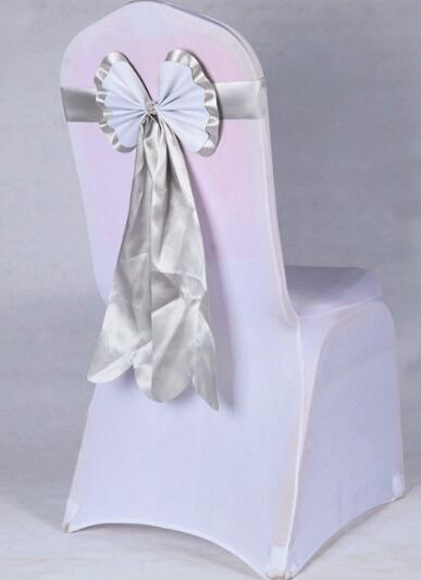 Satijn Stoel Sjerpen Stoel Sash Bow van Bruiloft Satijn Lint Doek stoel Sash Strik van Wedding Banquet Party Hotel Kerkbank Stoel Bogen: SILVER