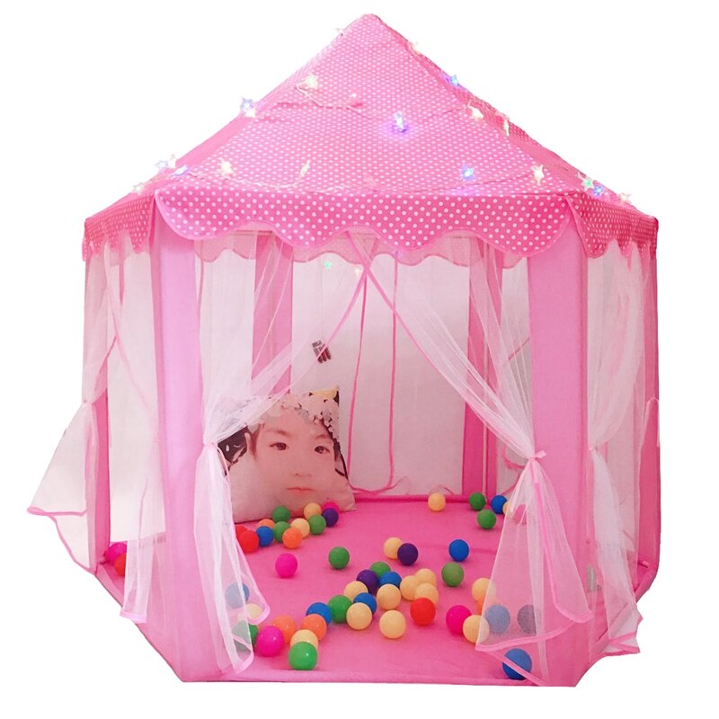 Play Fairy House Indoor And Outdoor Kids Play Tent Hexagon Princess Castle Playhouse For Girls Funny Pink