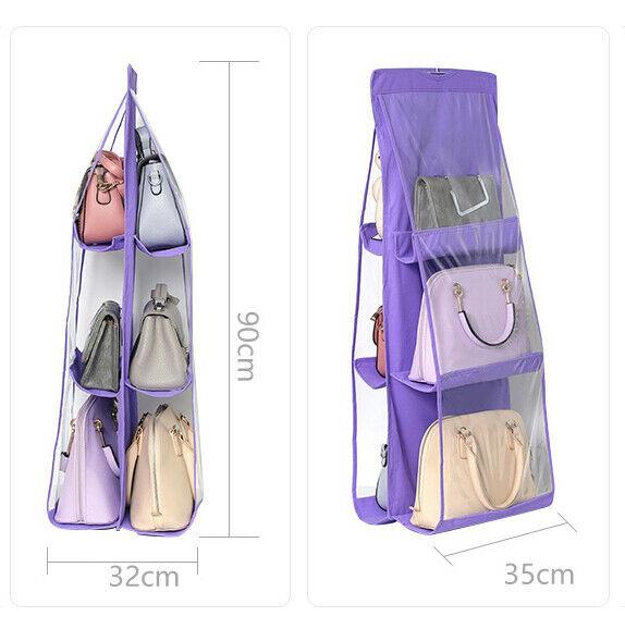 10 zakken opvouwbare hangende handtas portemonnee opbergruimte grote doorzichtige houder anti-stof organizer rek haak hanger rek tas