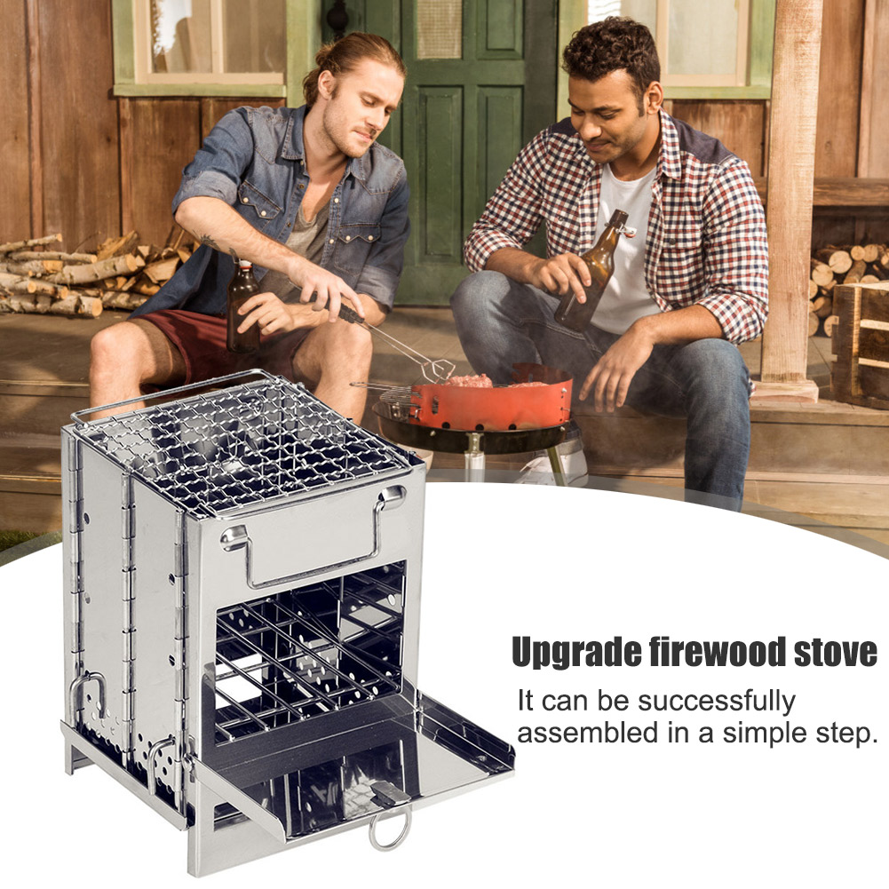 Mini Poêle à Bois Pliable – Réchaud De Camping户外 – Cuisson BBQ – Marque Générique