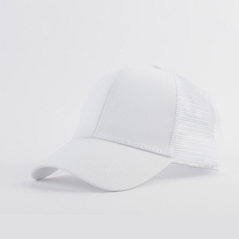 parasol extérieur queue de cheval casquette de Baseball casquette de Tennis femmes casquette de Baseball casquette de Sport couleur unie casquette nette: WHITE