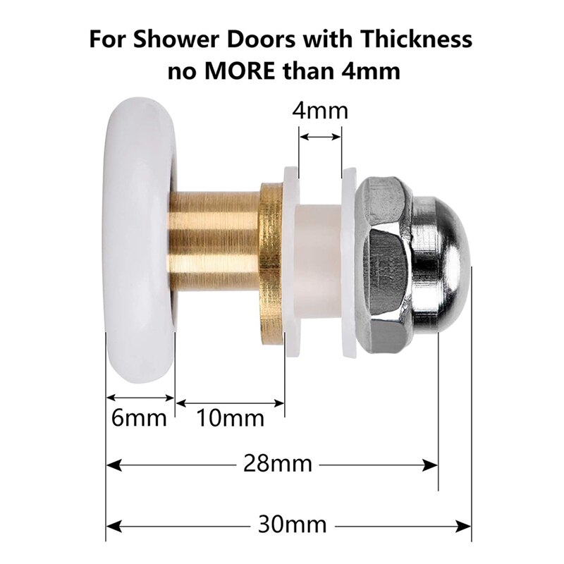 Retail 6PCS 27Mm Shower Door Rollers For The Bathroom Glass Sliding Door Pulleys Wheels Ultra-Quiet Shower Glass Door Rollers