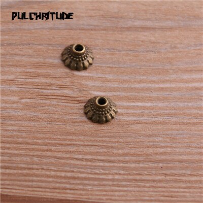 100pcs 5*10*10mm Two Color Retro Bead Caps Charm Hollow Flower Pendants Jewelry Accessories DIY Receptacle Charms: Antique Bronze Plated