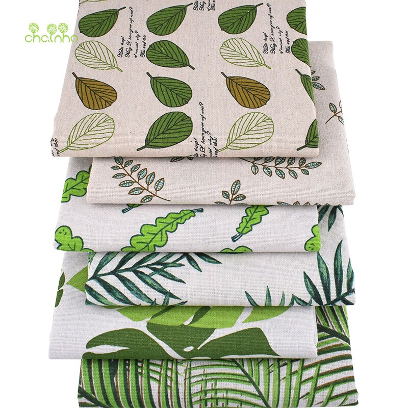 Chainho ,6 stk/parti, serie med grønne blader, lappeteppet bomullslinstoff, for quilting og sying av dekkematte, veskemateriale ,25 x 45cm