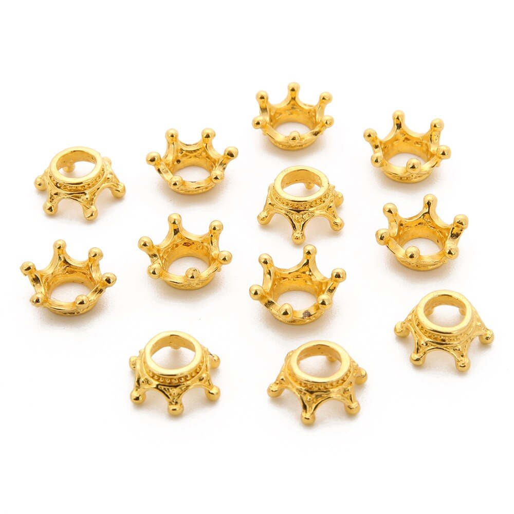 50 stks/partij Goud/Zilver/Antiek Brons Kleur Crown Bead Caps Connectors Charms End Kralen Cap Voor DIY Sieraden maken Bevindingen