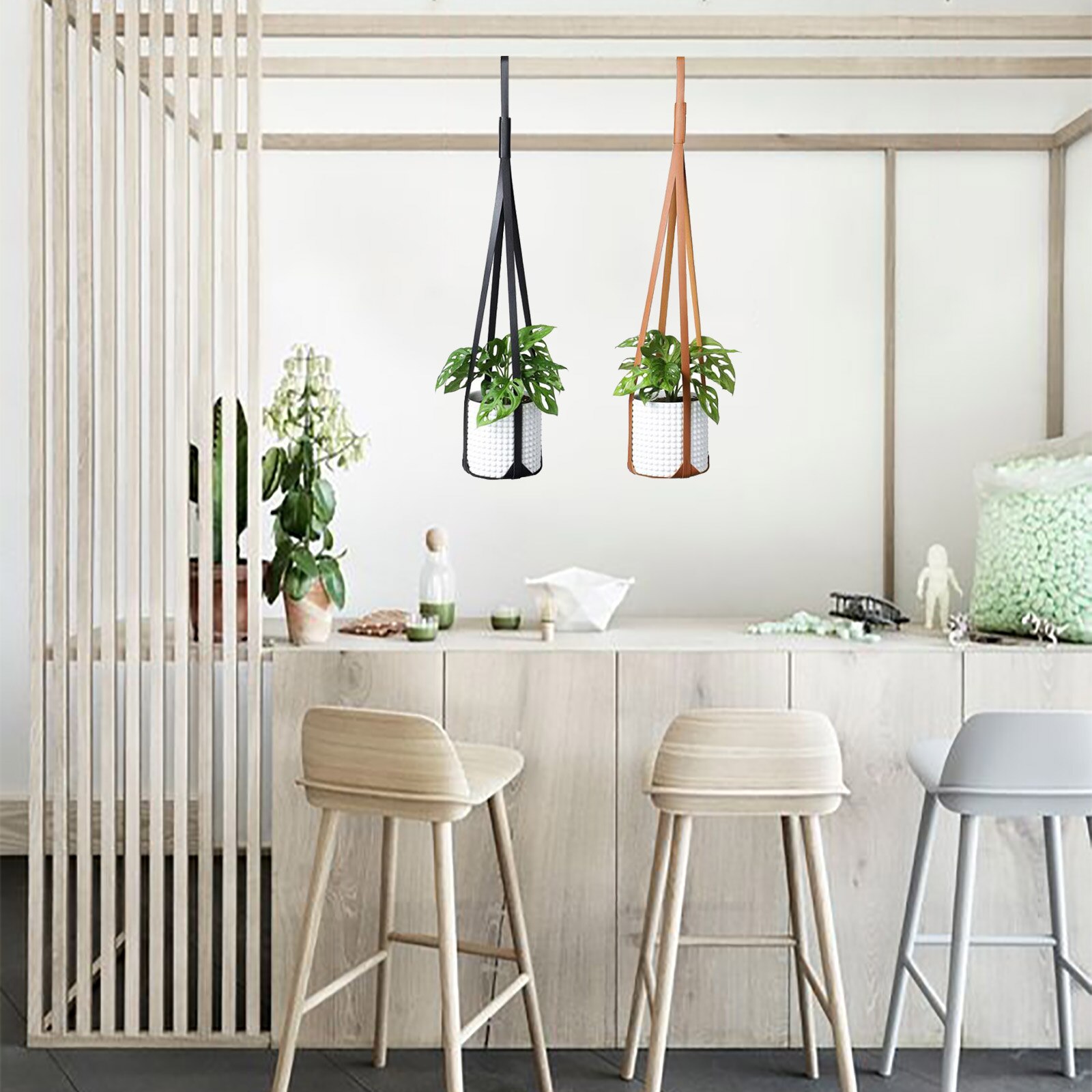 Leather Plant Hook Planting Bracket Hook Hanging Basket Hanging Plant Holder 4 Legs Modern Exquisite Flower Pot Sling