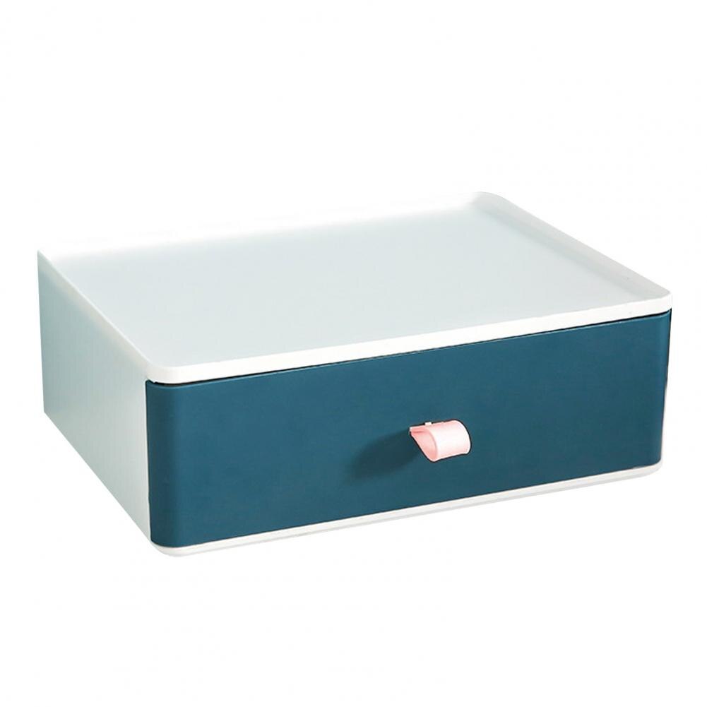 Storage Boxes Stackable Space Saving Plastic Large Capacity Desktop Storage Drawer for Bedroom: Dark Blue