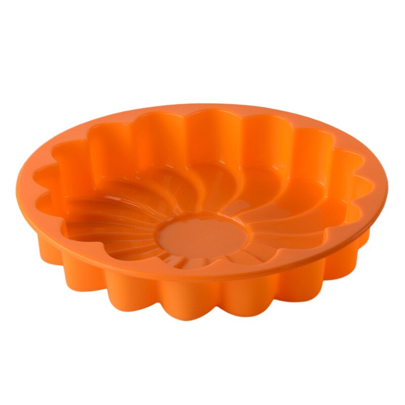 Kakuri silikone store kage forme blomst krone form kage bageforme bagning værktøjer 3d brød wienerbrød skimmel pizza pan diy fødselsdag: Orange