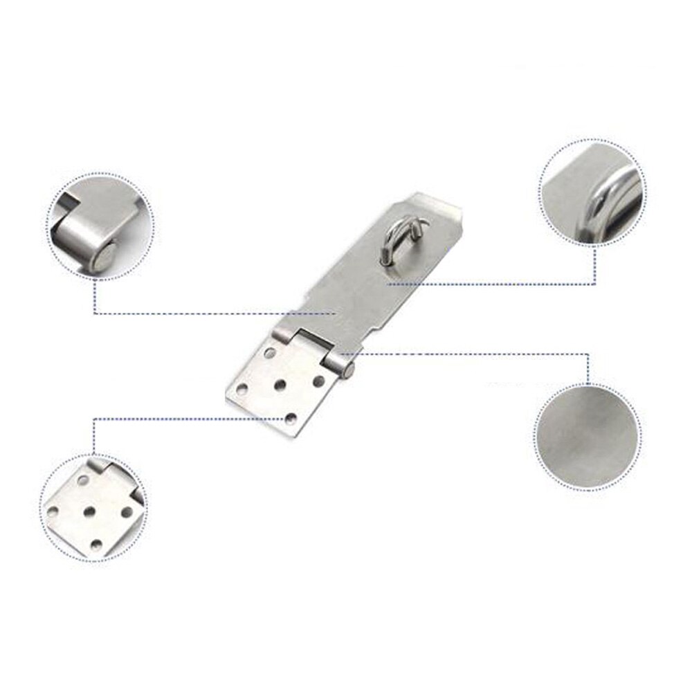 Hardware Door Bolt Silver Stainless Steel Padlock Buckle Screws Cupboards Lock