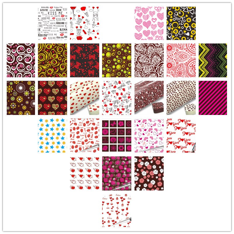 Hoja de transferencia de 10/20/50 hojas para decoración de boda de Chocolate, juego para hornear en casa, herramientas de decoración de pasteles, 21x29cm