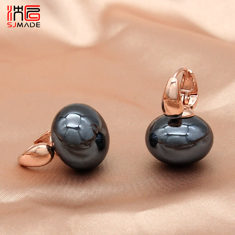SHENJIANG-Boucles d'oreilles pendantes en perles simulées pour femmes, bijoux de mariage, de , or rose, goutte d'oreille document, nouvelle tendance, 585: VERMEIL