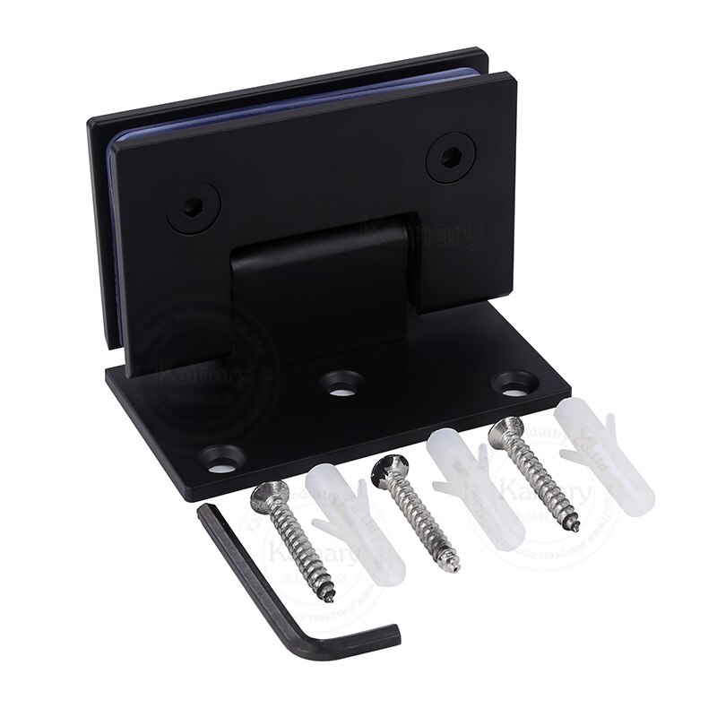 Zwarte kleur SUS 304 grade douche glazen klemmen 90 graden, badkamer accessoires massief glas scharnier proviet