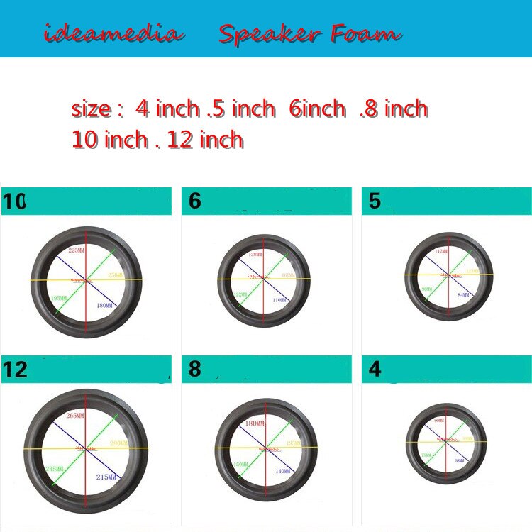 10 stks 4 inch tot 12 inch Speaker Schuim Side bass luidspreker herstelbaar deel Vouw de velg cirkel