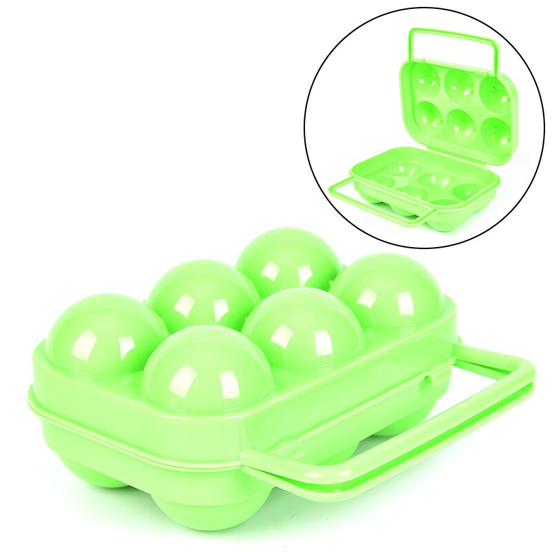 Caja de huevos de plástico para exterior, caja de 6 rejillas portátil para acampar, Picnic, barbacoa, conveniente caja de almacenamiento de huevos de cocina 1 unidad