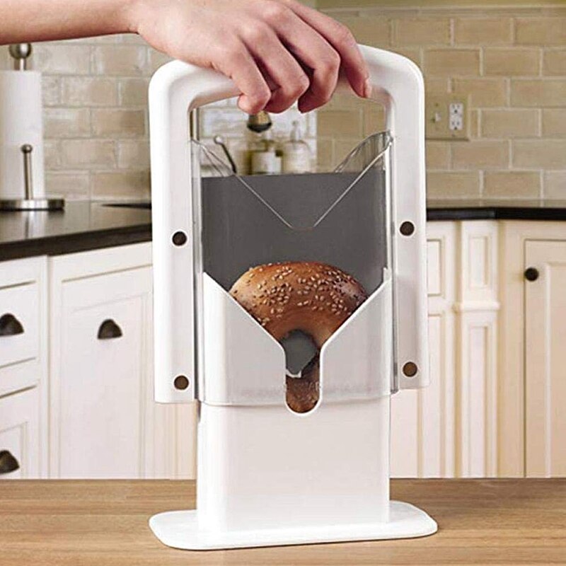 Bagel Schneidemaschine Schneiden Werkzeug Edelstahl Brot Schneider Toast schneiden Küche Werkzeug in Weiß