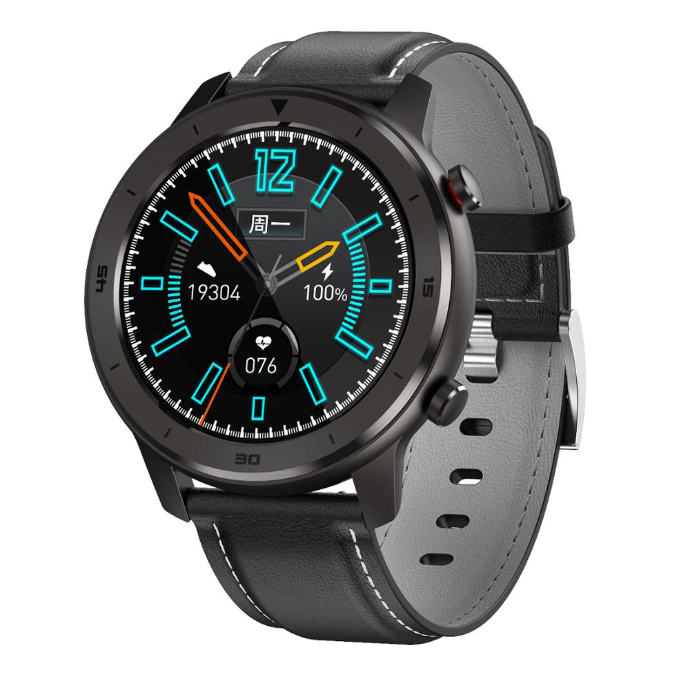 DT78 montre intelligente hommes Bracelet Fitness activité Tracker femmes dispositifs portables Smartwatch bande moniteur de fréquence cardiaque montre de Sport: Black Leather
