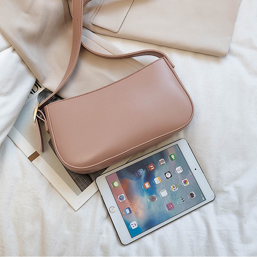 Nette Einfarbig Kleine PU Leder Schulter Taschen Für Frauen Sommer Einfache Handtaschen und Geldbörsen Weibliche Reise lässig Totes