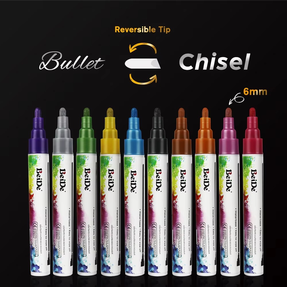 Metallic Kleur Vloeibaar Krijt Marker Set Nat/Droog Wissen Krijt Venster Marker Pennen voor Steen Papier Metalen Kunst schilderen