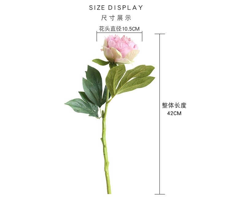 42cm konstgjord pion blomma gren hem trädgård dekoration tillbehör baby shower födelsedagsfest tillbehör flores artificiais