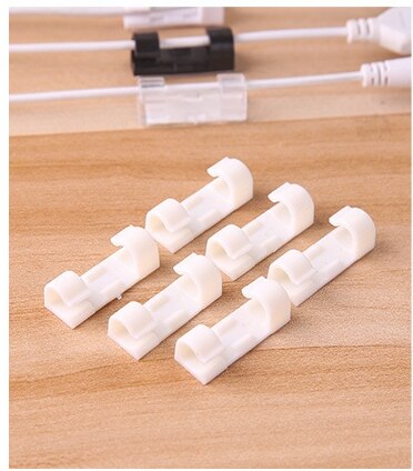 20pcs 3*1cm ABS Cable Winder Home Office Organizer Wire Storage Charger Cable Holder Clips Stationery Desk Set Supplies: White