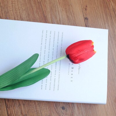 Rama de flor de tulipán Artificial con hojas verdes, suministros de de boda, flores artificiales para decoración del hogar, 60cm: XiYangHong