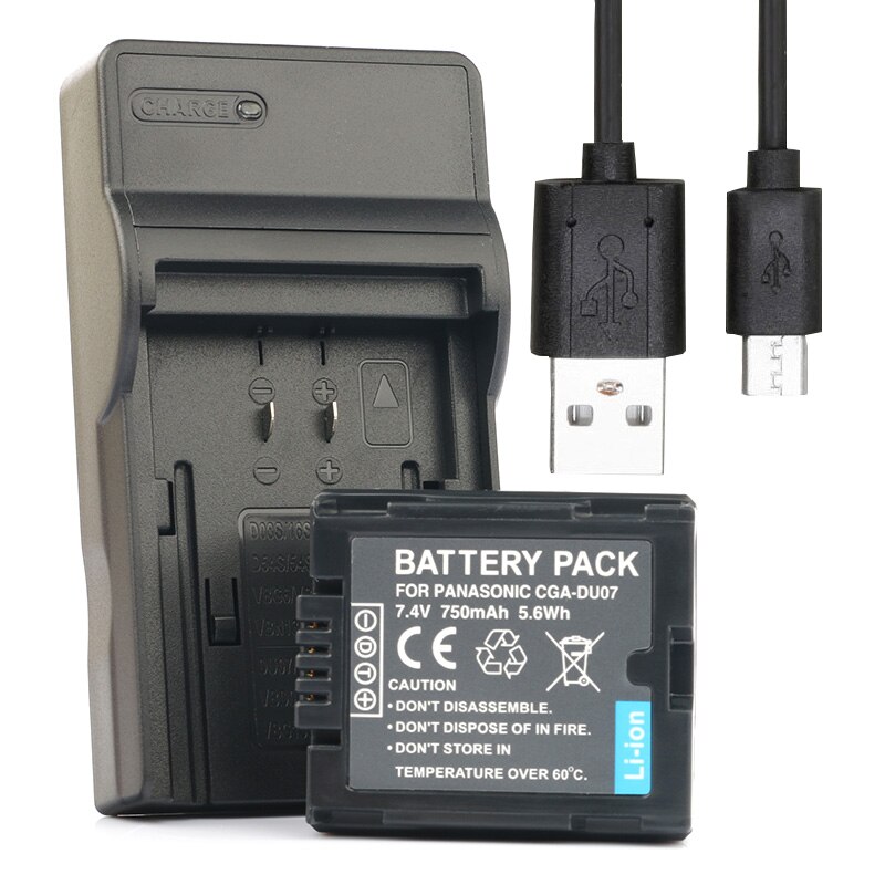 LANFULANG CGA CGR DU06 DU07 Batterij (1-Pack) en USB Batterij Lader voor Panasonic CGA-DU06 CGR-DU06 CGA-DU07 CGA-DU07A CGR-DU07