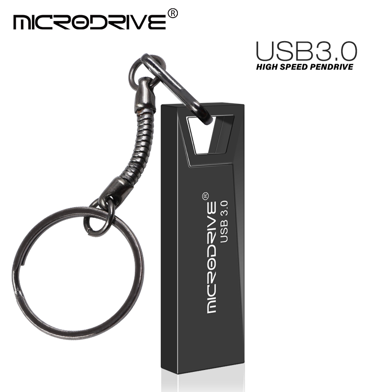 USB3.0 Flash Drives Pendrive 128gb 256gb pen drive 64gb 32gb 16gb Metal USB 3.0 stick Memory flash Disk with key ring: black / 128 GB