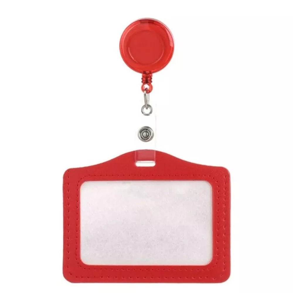 Arbetskortshållare klämma pu-läder korthållare klämma infällbara namnskyltsrullar sjuksköterska läkare id-korthållare namnkortshållare: Gul