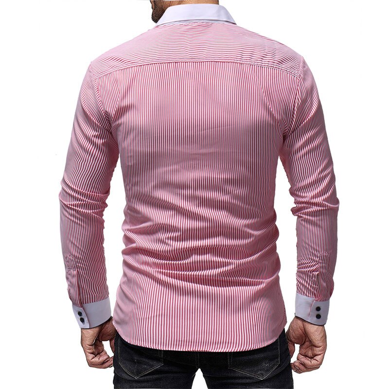 Slim fit check point kraag gestreepte overhemden herenkleding lange mouwen herenoverhemden casual herenoverhemd