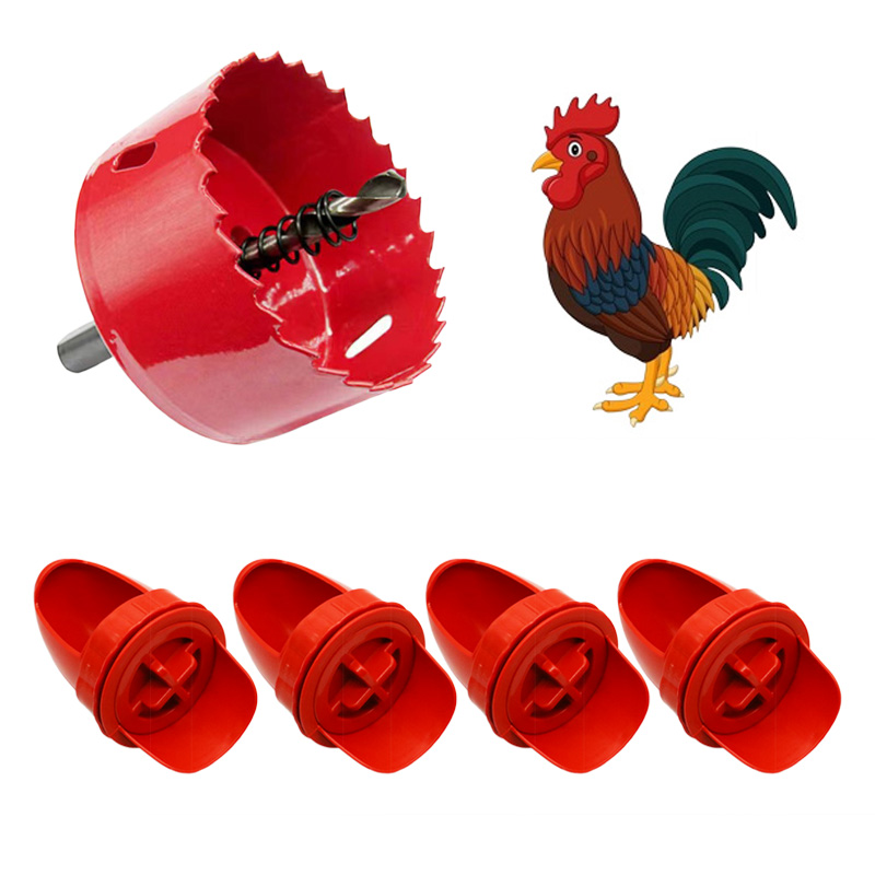 Comedero para pollos, alimentador para aves de corral, puerto artesanal, Kit de alimentación por gravedad, a prueba de lluvia, sin residuos, comederos para cubos, barriles, contenedores, trozos: Negro