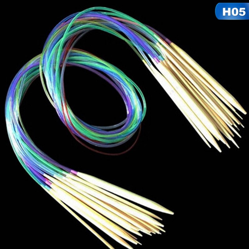 Multicolor tube 18 stuks/set bamboe rondbreinaalden set 40-120cm: 120 cm